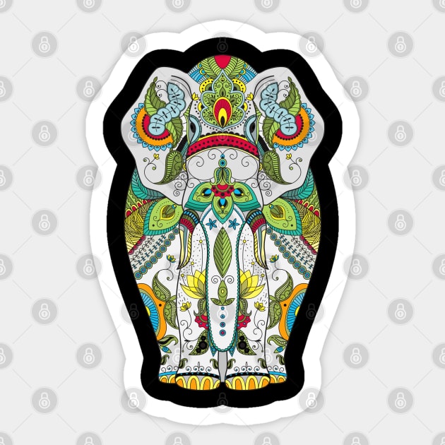 Zentangle Elephant Art Sticker by BadDesignCo